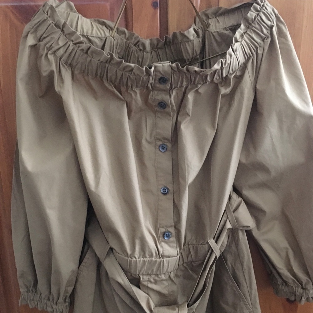 J CREW Black Label Brown Off-Shoulder Jumpsuit 4 - Picture 2 of 6